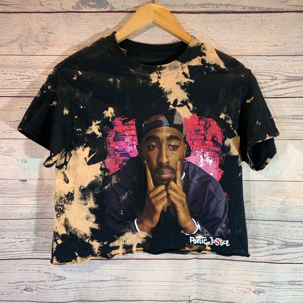 Poetic Justice Tupac Bleached Crop Top - Picture 1 of 3